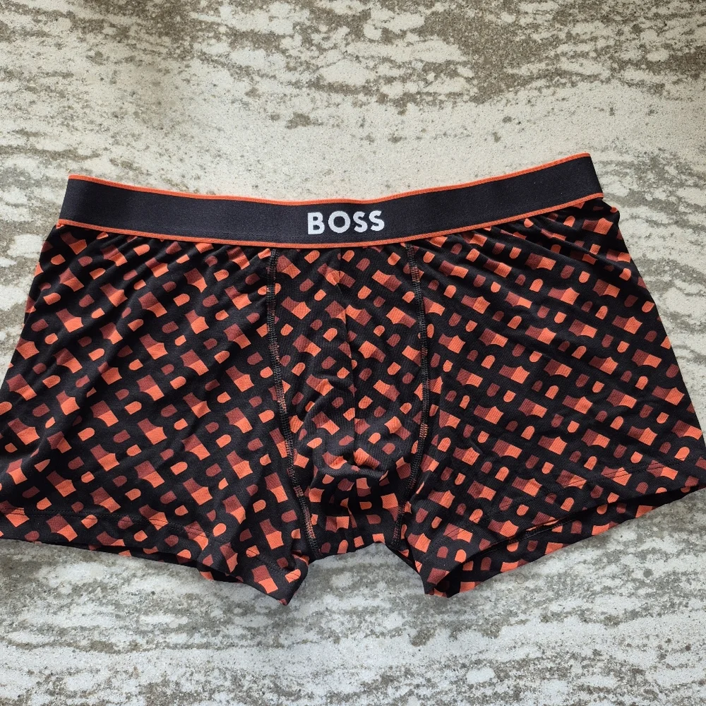 Boss Men's Organic Cotton Logo Patterned Boxer Trunk Underwear Size XL NEW